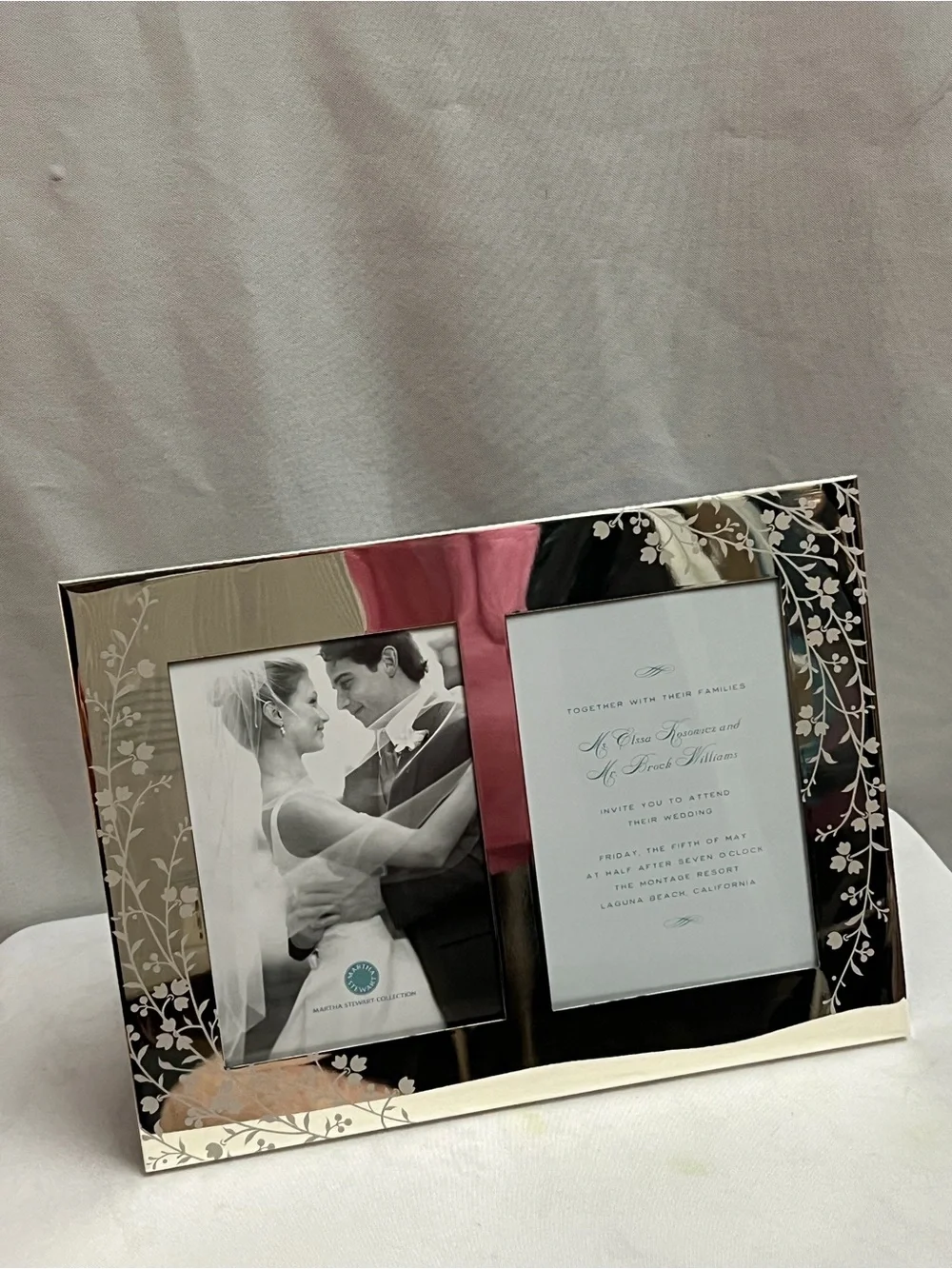 Martha Stewart Collection Trousseau Silver Plated Double 5x7 Wedding Frame